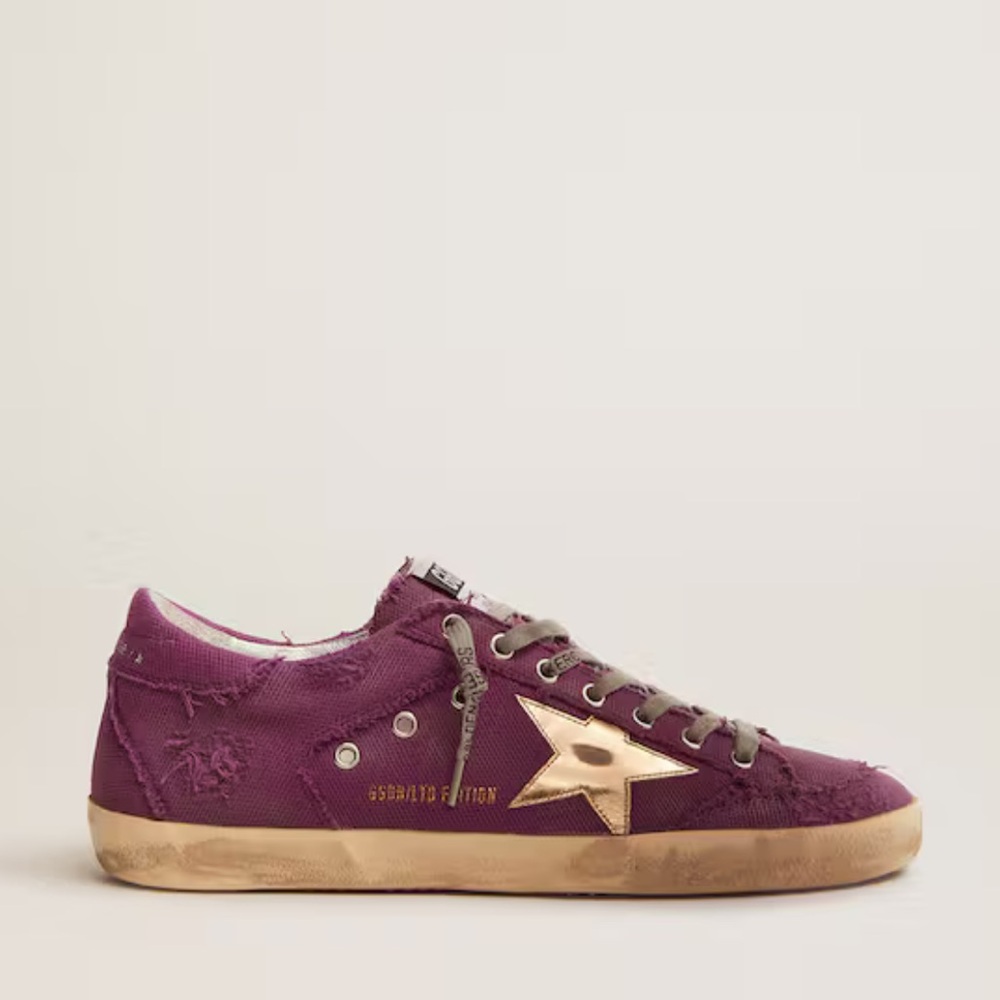 Women's Super-Star LAB sneakers in purple distressed canvas with gold star - Picture 5 of 6